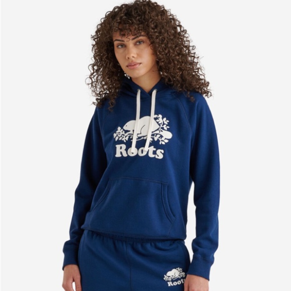 Roots Teal Royal Blue Hoodie Sweatshirt medium